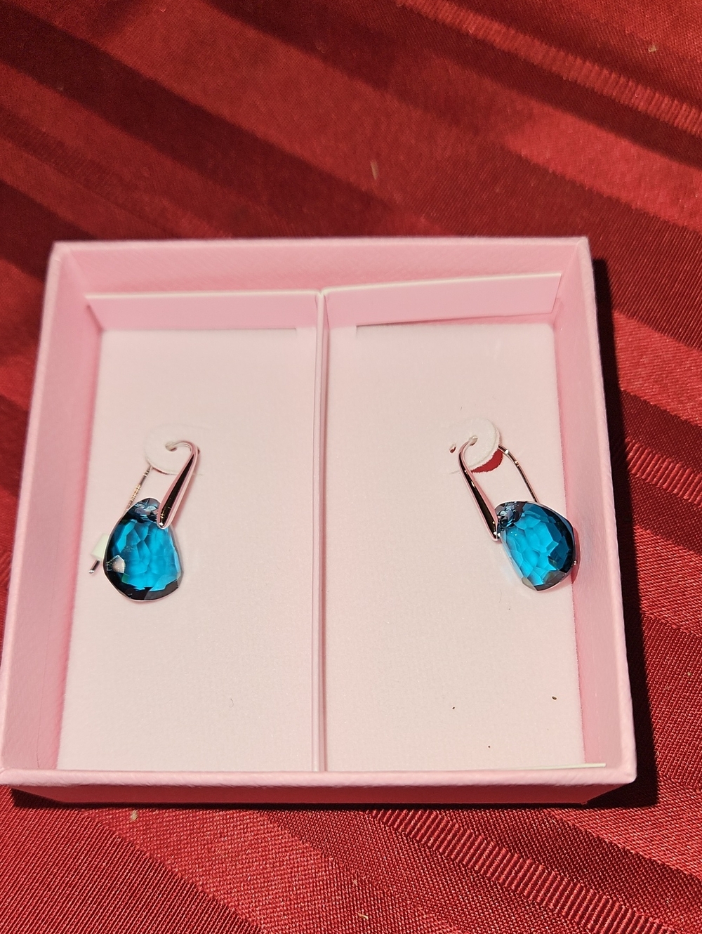 Swarovski Blue Teardrop Crystal Hook Earrings - Women Jewelry